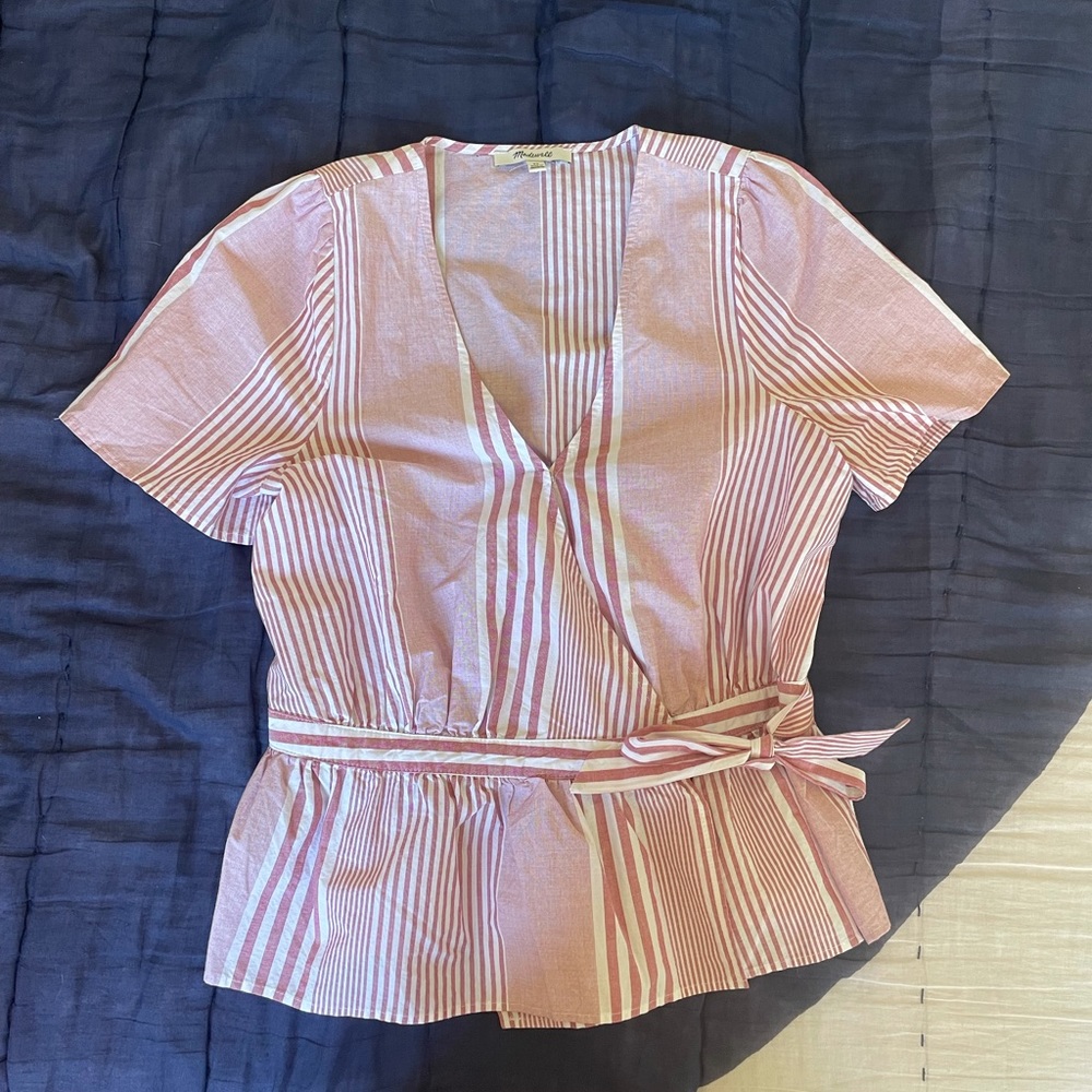 Madewell striped wrap top